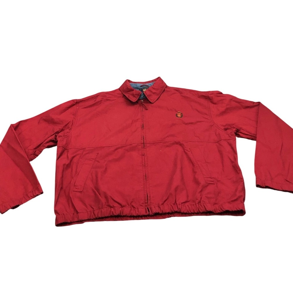 Vintage Chaps Ralph Lauren Jacket Mens L Red Harrington Plaid Lined Cotton